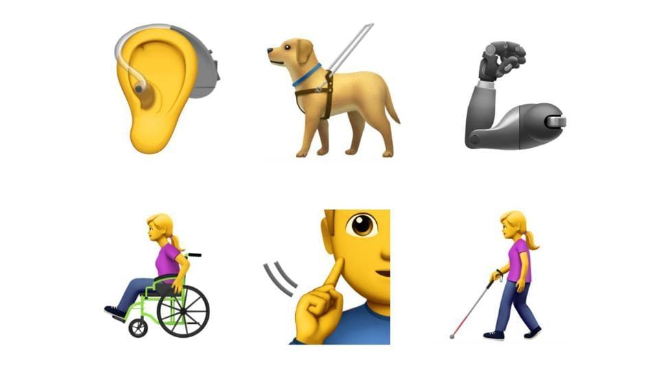 The proposed emojis depict people who experience blindness or low-vision, deafness or have trouble hearing.