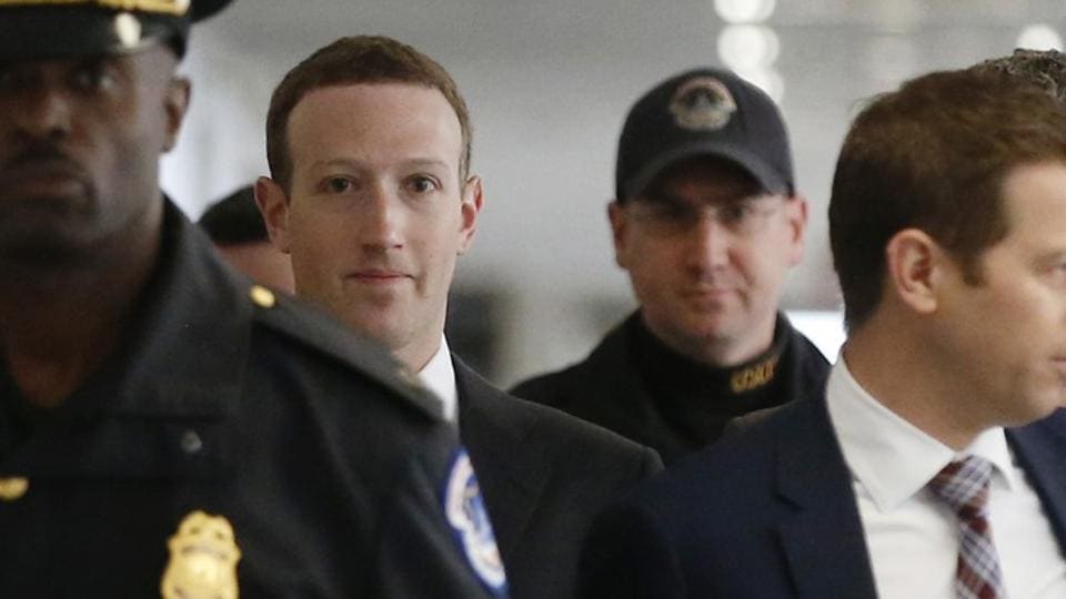 Facebook chief executive officer Mark Zuckerberg arrives for a meeting with Senator Bill Nelson on Capitol Hill in Washington on Monday.