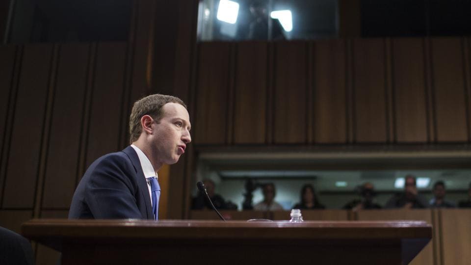 Facebook co-founder, chairman and CEO Mark Zuckerberg testifies before a Senate Judiciary and Commerce committee in Washington DC on Tuesday.