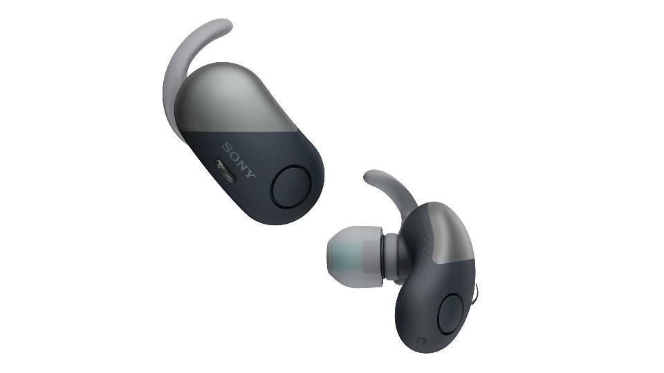 Sony WF-SP700N Bluetooth headphones feature digital noise cancelling technology.