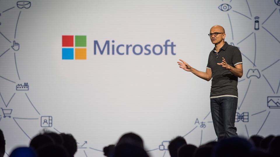 Satya Nadella, CEO of Microsoft , speaks during the Microsoft Developers Build Conference in Seattle on Monday.