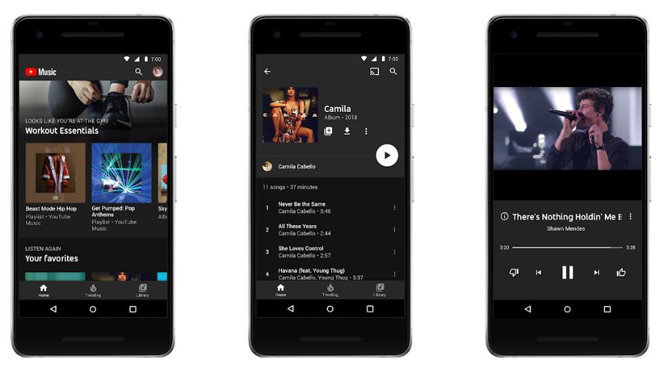 YouTube Music streaming service on Android.