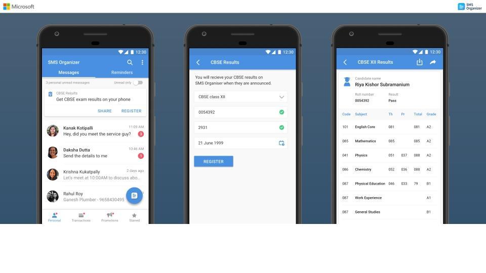 Microsoft SMS Organizer: This app lets you check CBSE Class 10, 12 ...