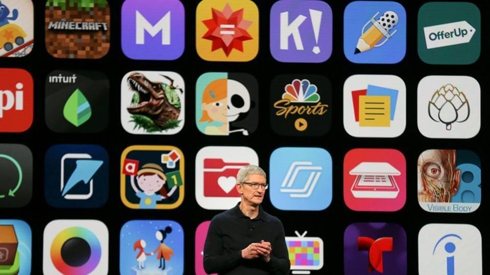 Apple CEO Tim Cook delivers the keynote speech at WWDC.