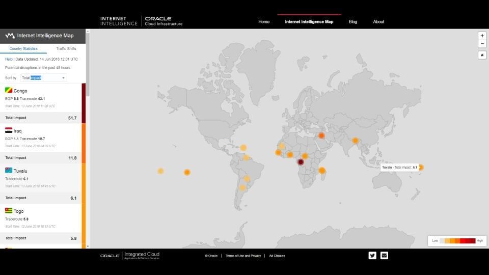 Internet Intelligence is a free Maps site that aims to democratise Internet analysis.