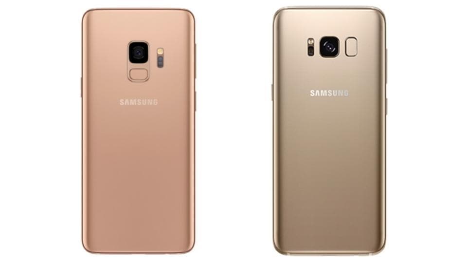 Galaxy S9’s Sunrise Gold (left) and Galaxy S8’s Maple Gold (right).