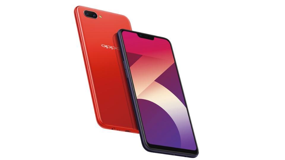 Oppo A3s features a 6.2-inch full-screen display with a notch cutout.
