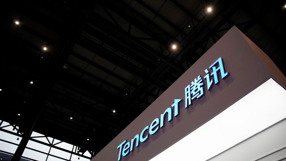 A sign of Tencent is seen during the fourth World Internet Conference in Wuzhen, Zhejiang province, China, December 3, 2017. REUTERS/Aly Song/Files