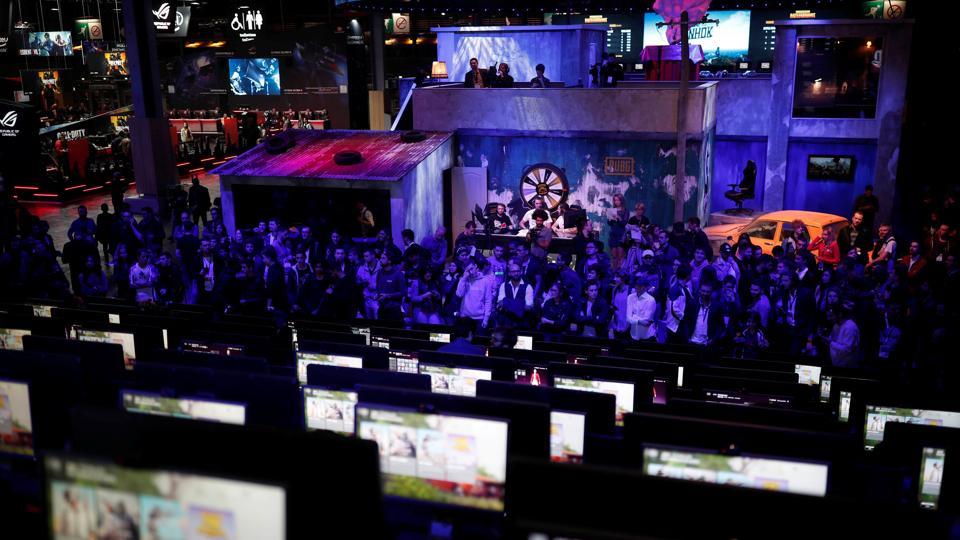 The PlayerUnknown's Battlegrounds (PUBG) booth is shown at the Paris Games Week (PGW in Paris.
