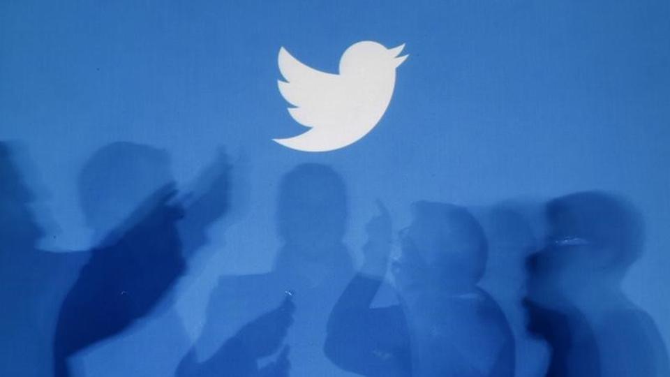 The shadows of people holding mobile phones are cast onto a backdrop projected with the Twitter logo in this illustration picture taken in Warsaw September 27, 2013. REUTERS/Kacper Pempel/Files