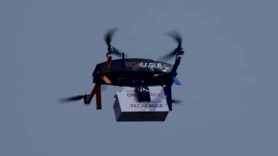 Drone Chai (Tea) Delivery in India by TechEagle.