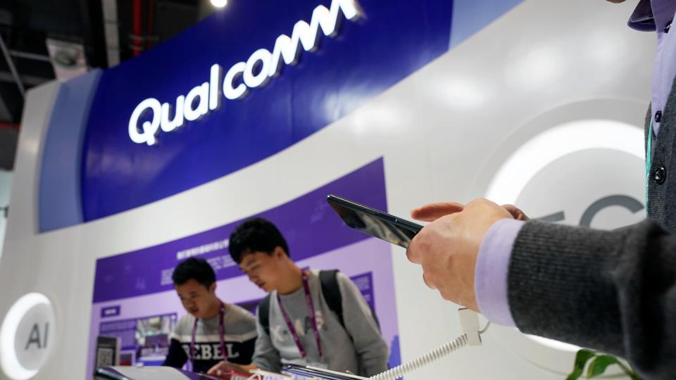 A Qualcomm sign is seen during the China International Import Expo (CIIE), at the National Exhibition and Convention Center in Shanghai, China November 7, 2018. REUTERS/Aly Song