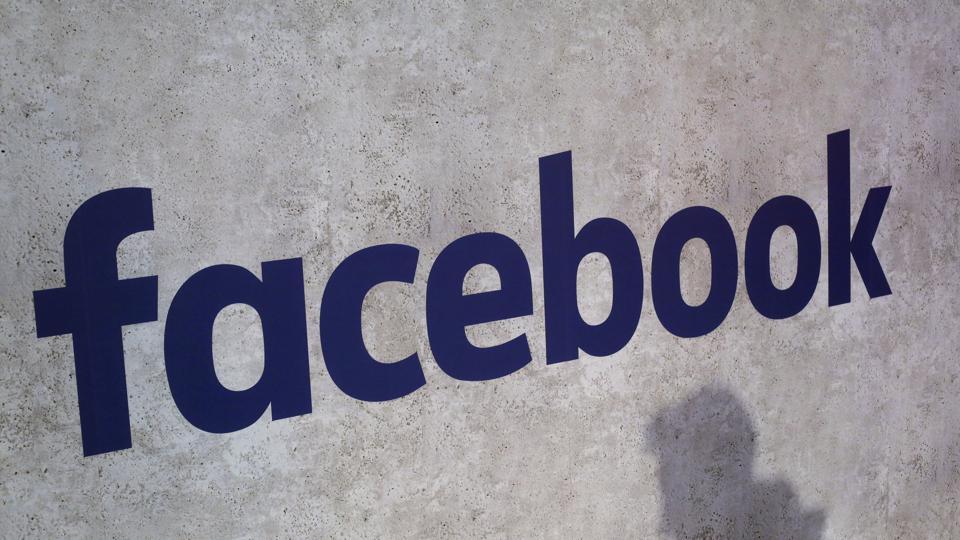 A Facebook logo being displayed in a start-up companies gathering at Paris' Station F, in Paris.