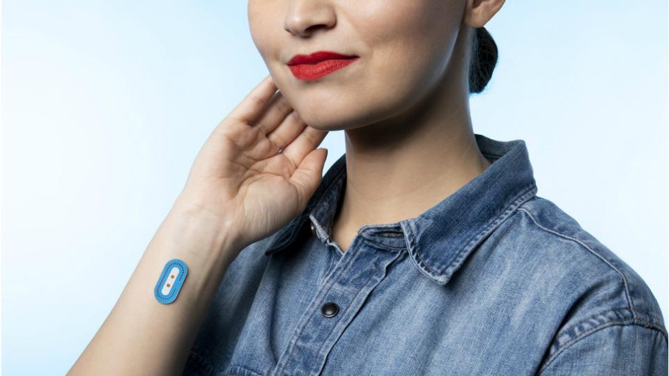 A prototype of L’Oreal’s wearable skin sensor which can measure pH levels.