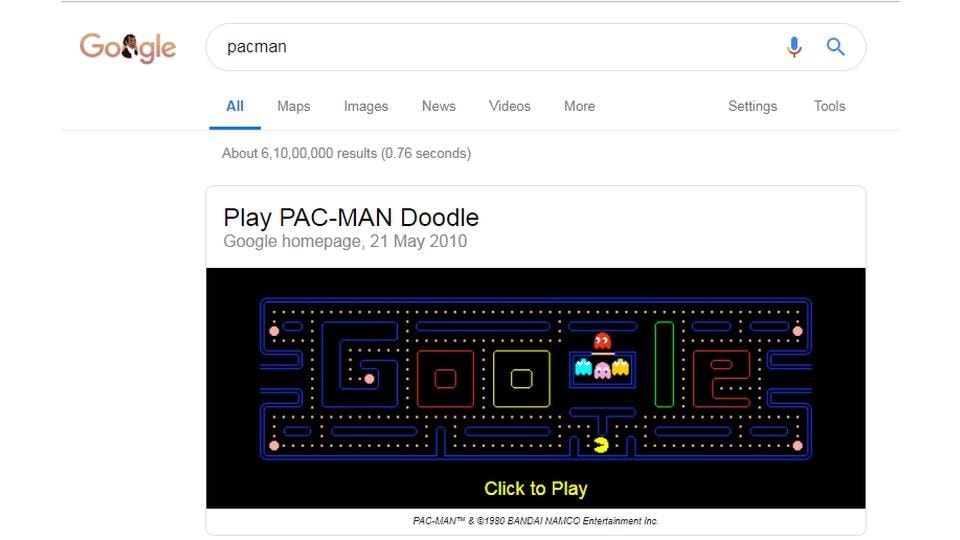 Did you know you can play PacMan game on Google