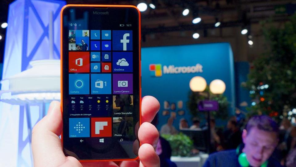 Microsoft Lumia phone unveiled at Mobile World Congress 2015 Barcelona.