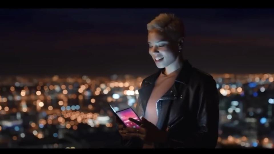 Samsung’s foldable phone seen in teaser video for Galaxy Unpacked event.