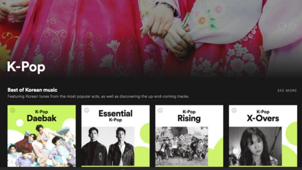 Popular K-Pop playlists on Spotify.