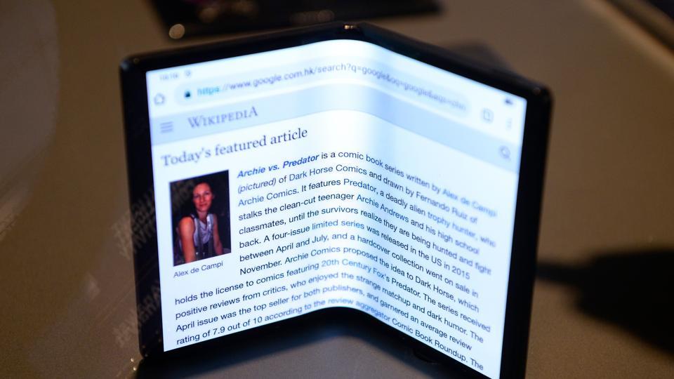 A TCL DragonHinge foldable prototype is displayed at the Mobile World Congress (MWC) in Barcelona on February 27, 2019