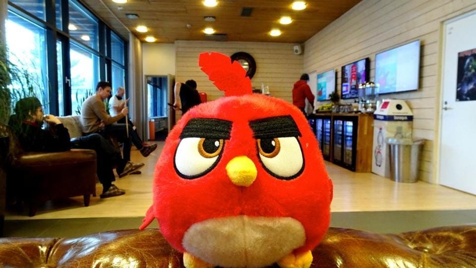 An Angry Birds game character is seen at the Rovio headquarters in Espoo.