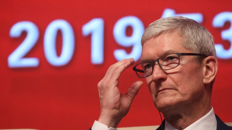 Apple CEO Tim Cook attends the Economic Summit held for the China Development Forum in Beijing on March 23, 2019