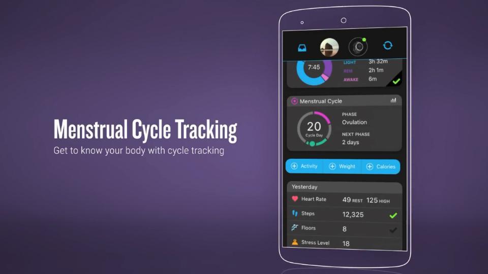 Menstrual Cycle Tracking on Garmin Connect app.