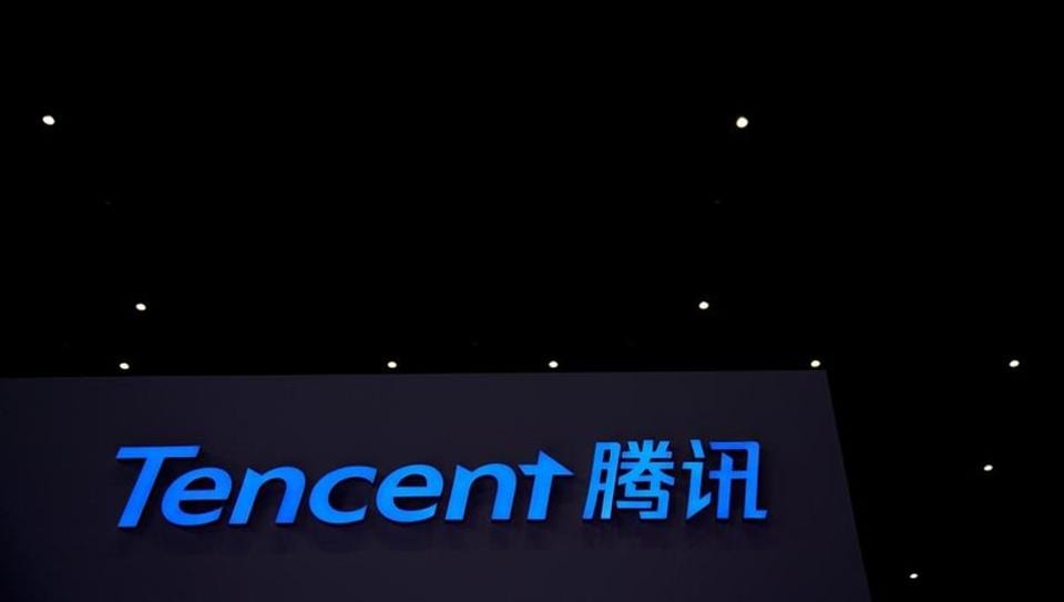A Tencent sign is seen during the fourth World Internet Conference in Wuzhen, Zhejiang province, China, Dec. 4, 2017.