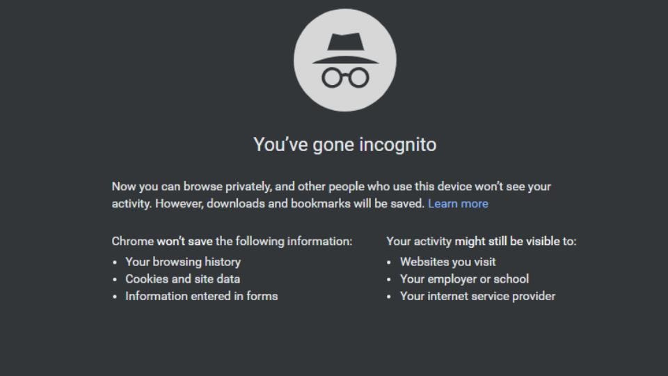 Google Chrome Incognito Mode.