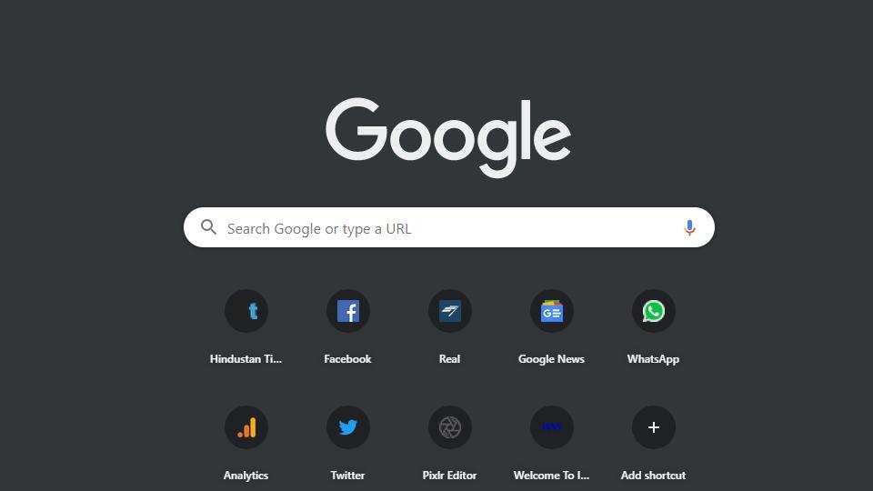Google Chrome dark mode.