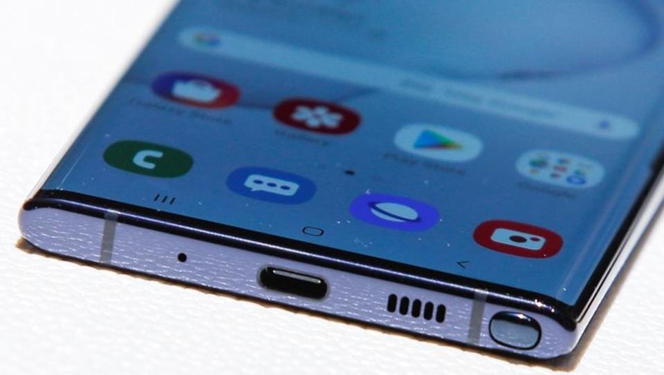 Close up of the Samsung Galaxy Note 10 phone during the launch event of the Galaxy Note 10 at the Barclays Center in Brooklyn, New York, U.S., August 7, 2019. REUTERS/Eduardo Munoz