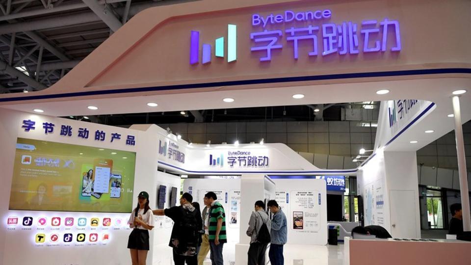 People are seen at the Bytedance Technology booth at the Digital China exhibition in Fuzhou, Fujian province, China May 5, 2019. REUTERS/Stringer/Files