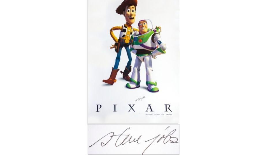 Toy Story poster autographed by Steve Jobs.