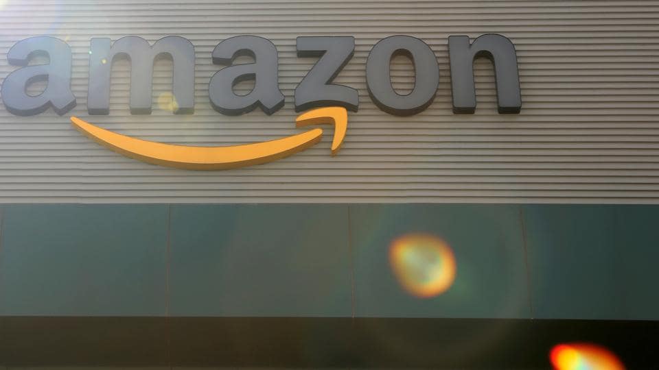 The logo of Amazon is seen at their new warehouse during its opening announcement on the outskirts of Mexico City, Mexico July 30, 2019.