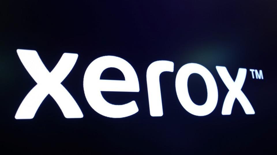 The company logo for Xerox is displayed on a screen on the floor of the New York Stock Exchange (NYSE) in New York, U.S., March 11, 2019.