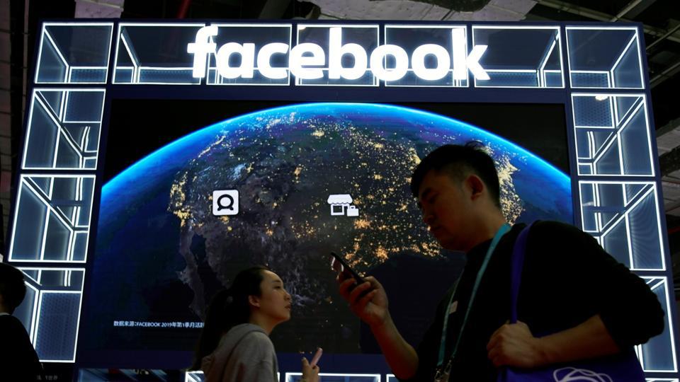 A Facebook sign is seen at the second China International Import Expo (CIIE) in Shanghai, China November 6, 2019.