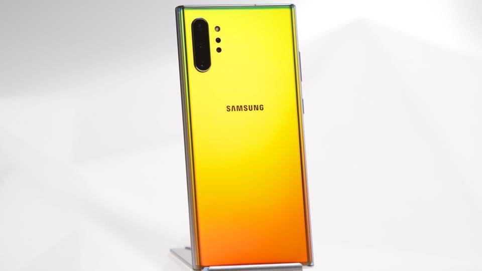In this Monday, Aug. 5, 2019, photo the Samsung Galaxy Note 10 Plus is shown in New York.