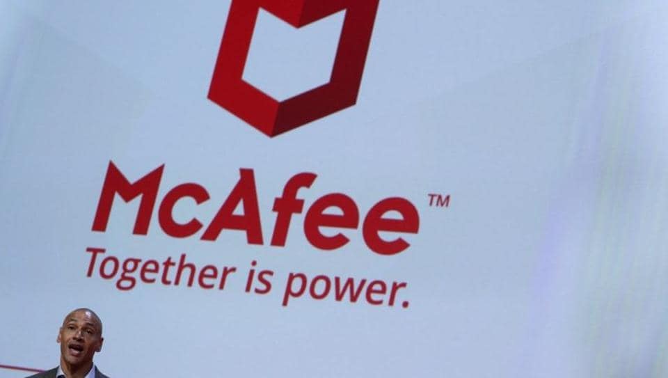 McAfee Chief Executive Officer Christopher Young delivers a keynote speech at the Mobile World Congress in Barcelona, Spain, February 27, 2018.