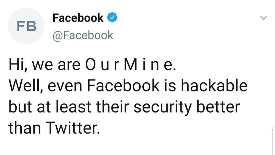 Facebook’s Twitter account hacked.