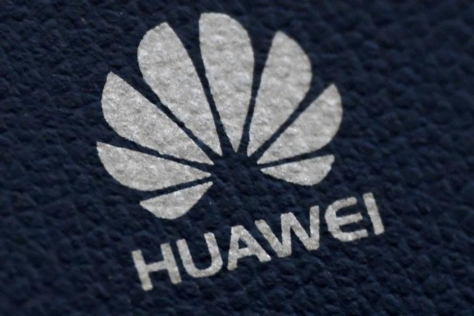The Huawei logo is seen on a communications device in London, Britain, January 28, 2020.