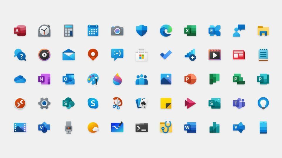 Microsoft’s new set of redesigned icons for Windows 10.