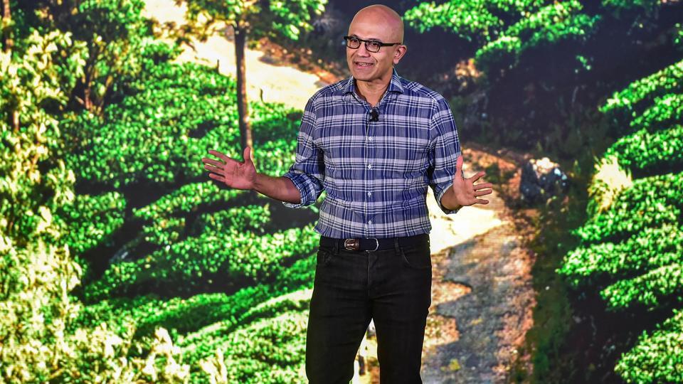 Bengaluru: Microsoft CEO Satya Nadella speaks during the ‘Future Decoded’ tech summit, in Bengaluru, Tuesday, Feb.25, 2020.