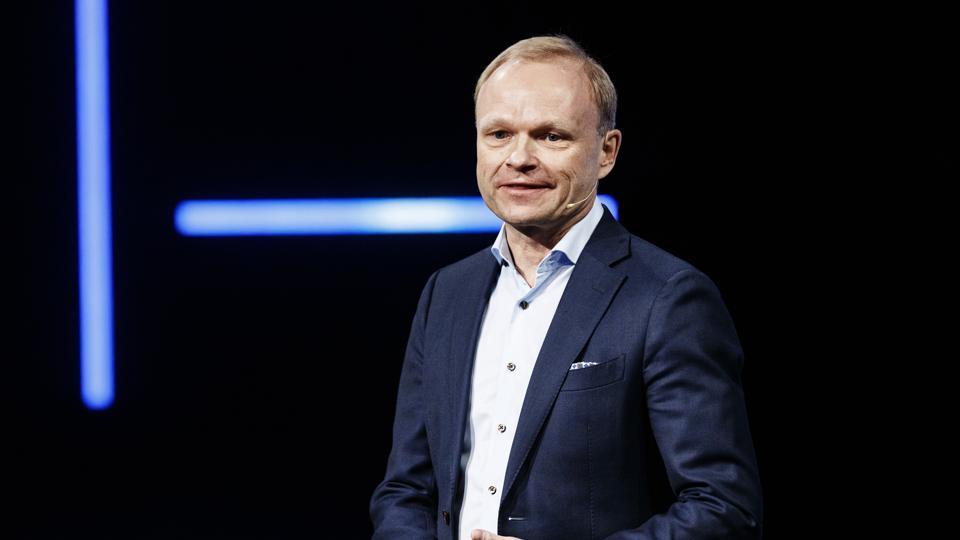 Pekka Lundmark, incoming chief executive officer Nokia, speaks during a news conference at the Nokia Executive Experience Center in Espoo, Finland, on Monday, March 2, 2020. Lundmark, the CEO of Fortum, will take over from Rajeev Suri at the start of September. Photographer: Roni Rekomaa/Bloomberg