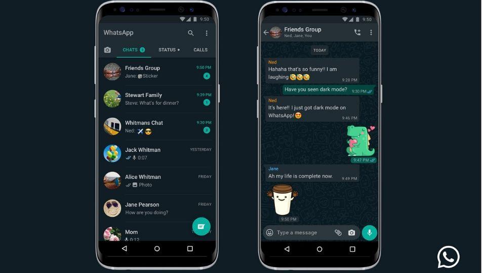 A preview of WhatsApp dark mode on Android. A preview of WhatsApp dark mode on Android.