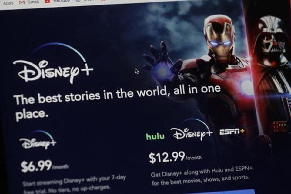 An introductory page on the Disney Plus website is displayed on a computer screen.