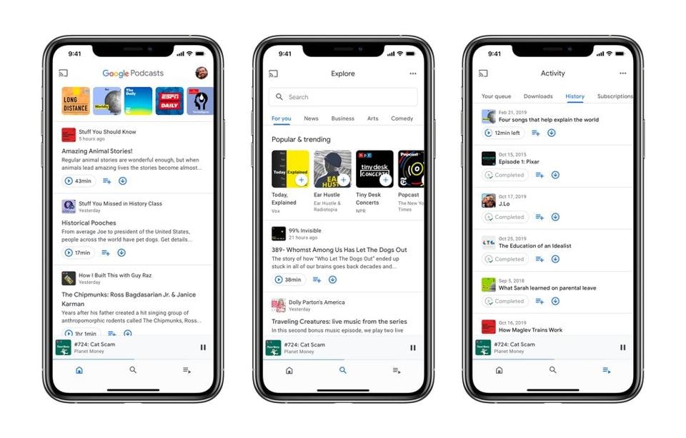 The new version of the Podcast app focusses more on exploring new podcasts of your interest and now has three main tabs showcasing the Homepage, Explore option and Activities.
