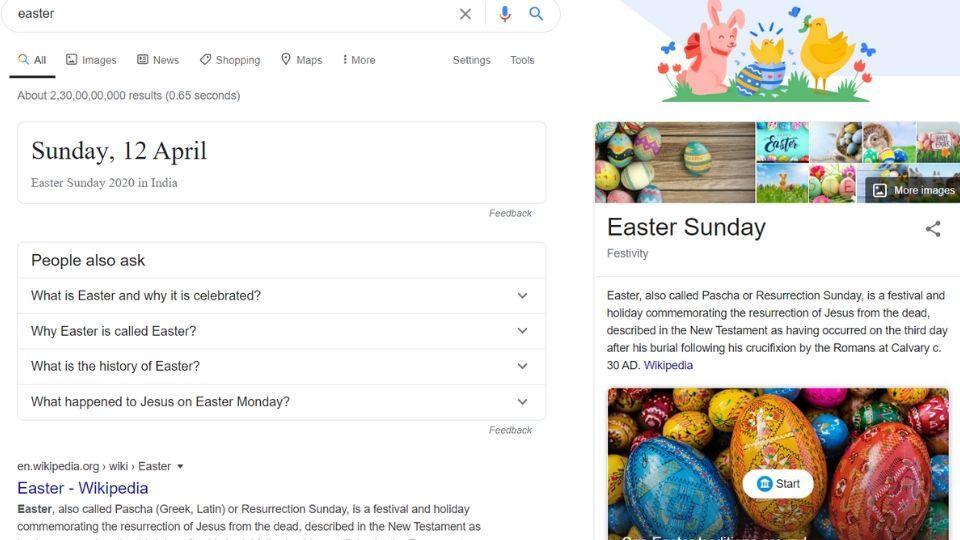 Google has an updated and informative page on Easter Sunday.