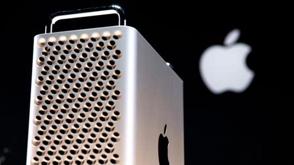 In this file photo taken on June 3, 2019 Apple's new Mac Pro sits on display in the showroom during Apple's Worldwide Developer Conference (WWDC) in San Jose, California.
