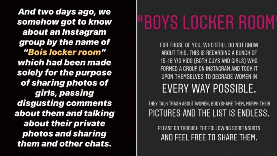 The screenshots of the Instagram stories that outed the Bois Locker Room