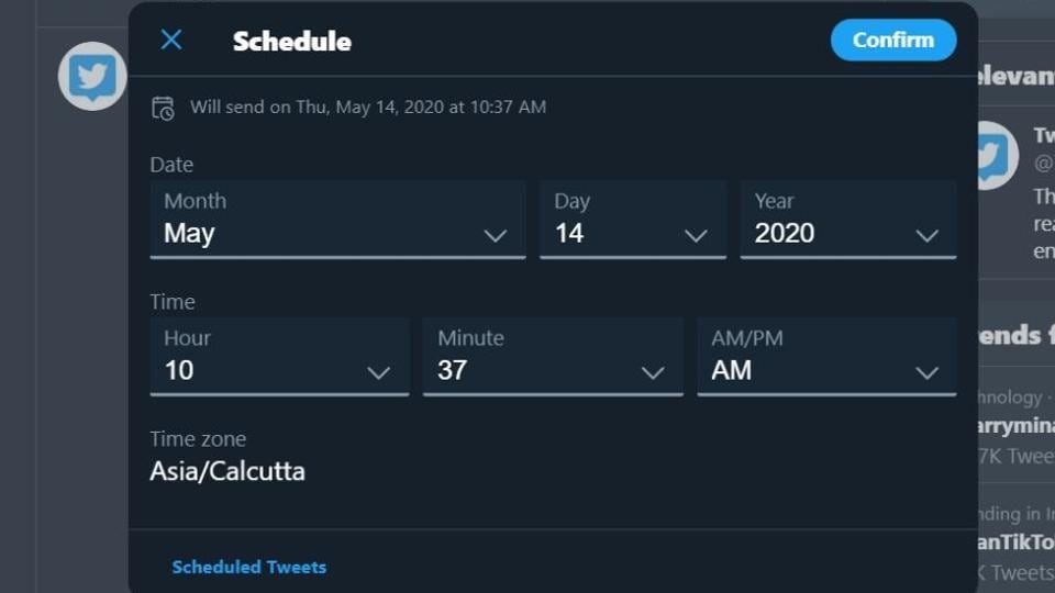 Twitter’s scheduling option is available from the compose bar.