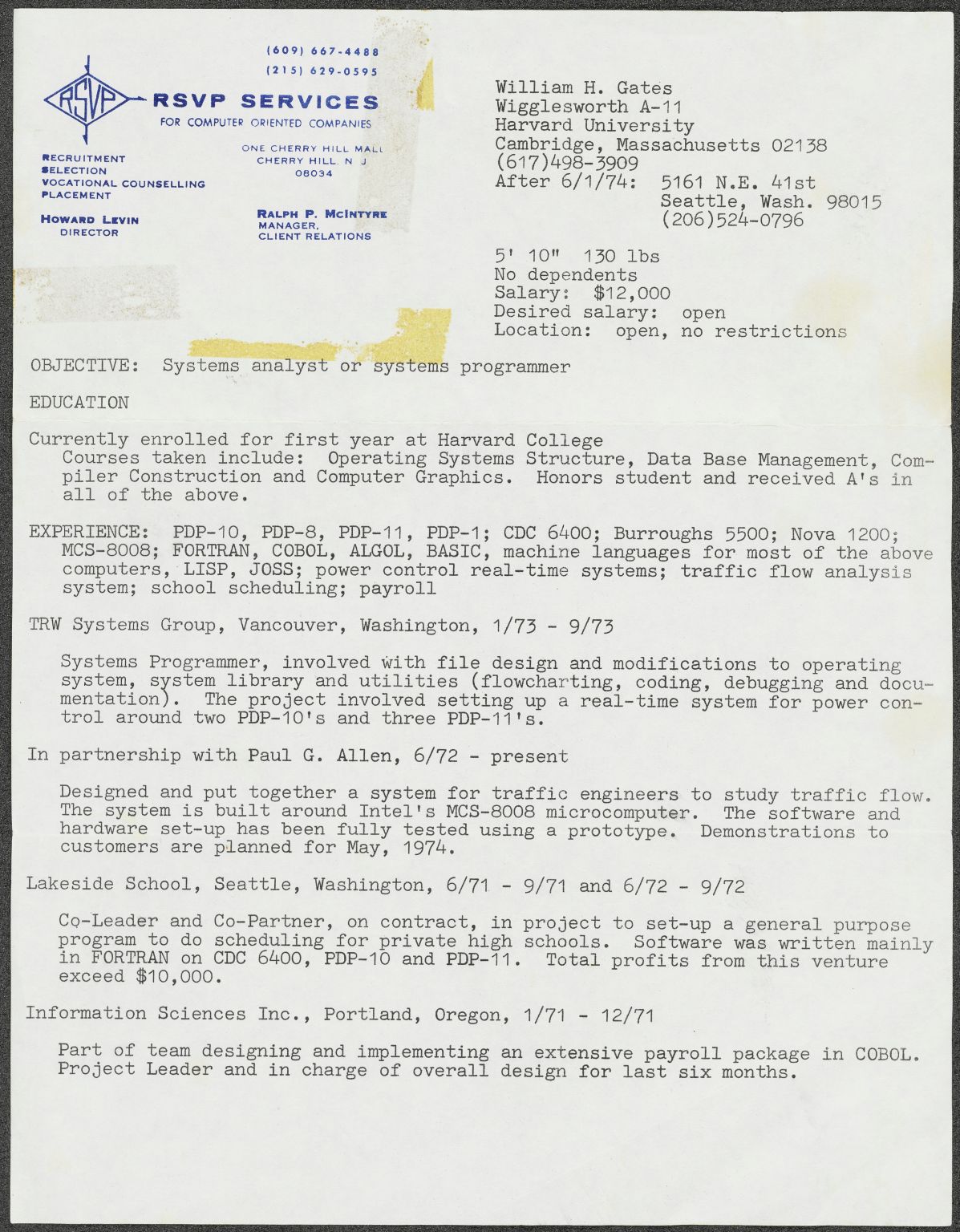 <p>Bill Gates Resume</p>